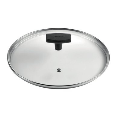 TAPA VIDRIO TEMPLADO BORDE ACERO INOX C/AGUJERO DE VAPOR 20CM - 1