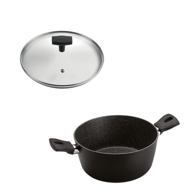 SET CACEROLA 20CM ANTIADHERENTE NEGRO CON TAPA DAILY - 1