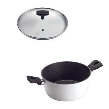 SET OLLA 2 ASAS 28CM ANTIADHERENTE  BLANCO CON TAPA DAILY - 1