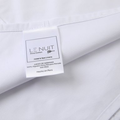 SET SÁBANAS LE NUIT PERCALE KING 300 HILOS ALGODÓN PIMA PERUANO BLANCO LISO X2 - 2