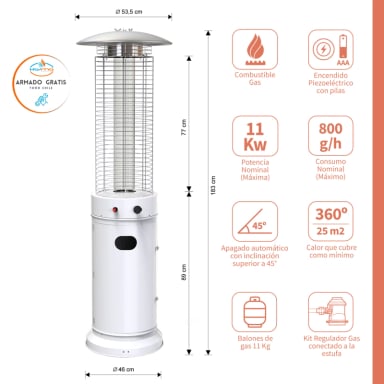 ESTUFA A GAS EXTERIOR TUB WHITE/INOX - 2