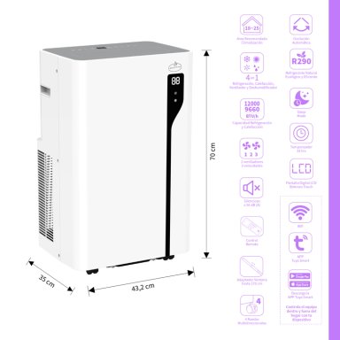 AIRE ACONDICIONADO PORTATIL FRIO-CALOR WIFI 12000 BTU ꓘÖLD 12WF PRO WHITE - 4