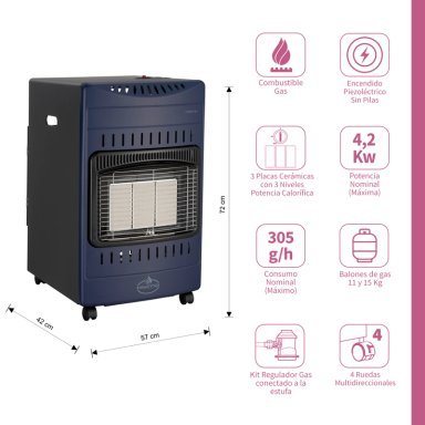 Estufa a Gas Interior 15 Kg 4,2 Kw VARME PRO Blue - 3