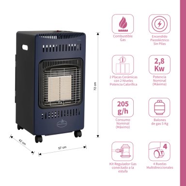 Estufa a Gas Interior 5 Kg 2,8 Kw VARME  Blue - 2