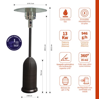 ESTUFA A GAS EXTERIOR TERRAZA SETAX RATTAN BLT - 2