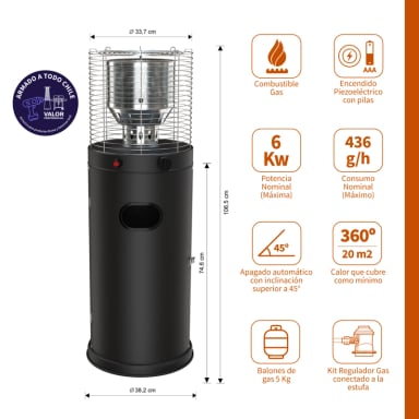 ESTUFA A GAS EXTERIOR CILDRO LW BLACK E106 - 2