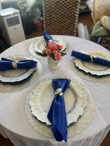 6 SERVILLETAS DE RASO AZUL - 2
