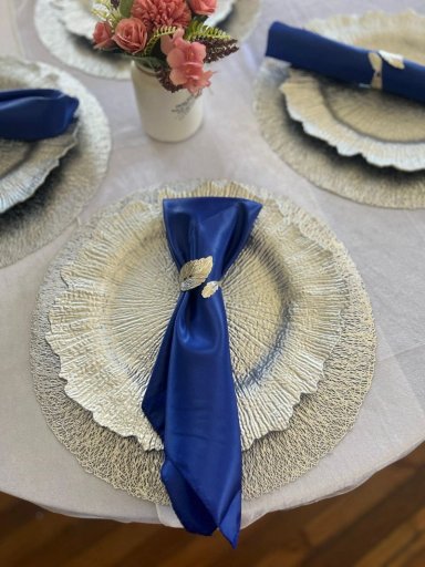 6 SERVILLETAS DE RASO AZUL - 3