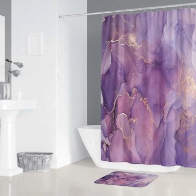 JUEGO BAÑO 4 PIEZAS CORTINA TELA POLIE STER IMPERMEABLE - 4