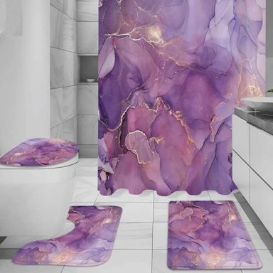 JUEGO BAÑO 4 PIEZAS CORTINA TELA POLIE STER IMPERMEABLE - 7