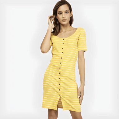 VESTIDO AJUSTADO MUJER JACQUELINE DE YONG AMARILLO - 7