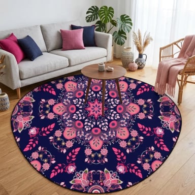 ALFOMBRA ANTIDESLIZANTE REDONDA 200 CM PISO HOGAR DECORATIVA - 2
