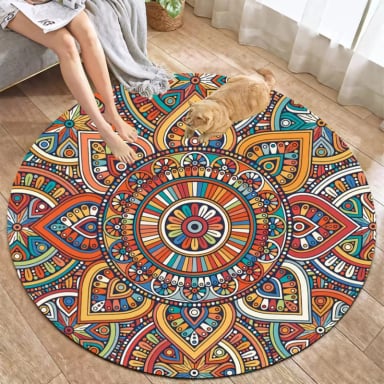 ALFOMBRA ANTIDESLIZANTE REDONDA 200 CM PISO HOGAR DECORATIVA - 5