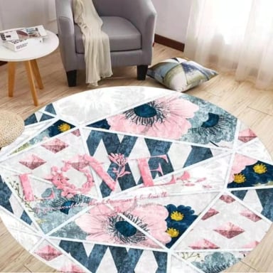 ALFOMBRA ANTIDESLIZANTE REDONDA 200 CM PISO HOGAR DECORATIVA - 2