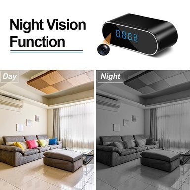 CÁMARA INTELIGENTE ESPÍA WIFI RELOJ DESPERTADOR 1080P HD VISIÓN NOCTURNA - 3