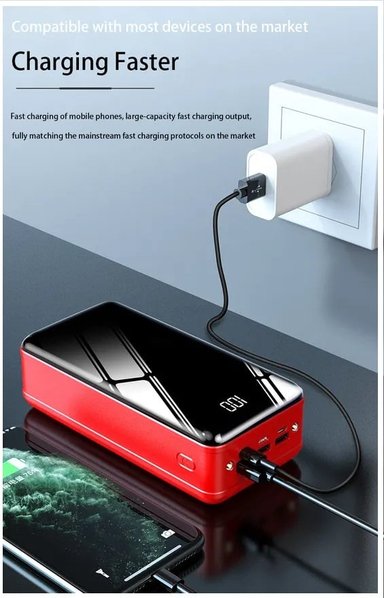 CARGADOR PORTÁTIL POWER BANK 50000 MAH 3USB TIPO C LIGHTNING LINTERNA - 5