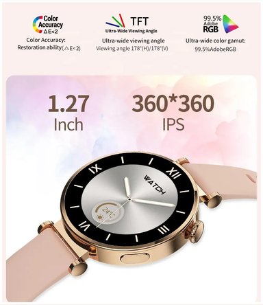 SMARTWATCH GT4 MINI ROSADO MUJER PANTALLA IPS 127 LLAMADAS BLUETOOTH - 5