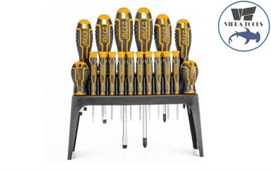 SET HERRAMIENTAS INGCO DESTORNILLADORES 18 PIEZAS + SOPORTE - 1
