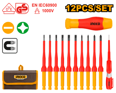 JUEGO 12 PCS DESTORNILLADORES AISLADOS INTERCAMBIABLE INGCO - 1