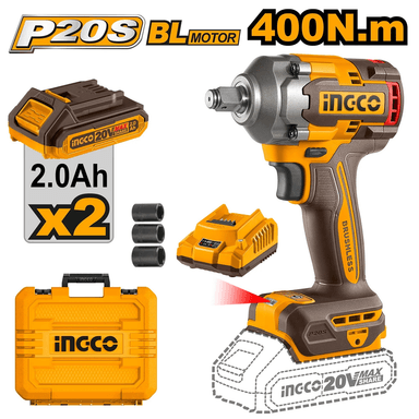 PISTOLA LLAVE DE IMPACTO BL 1/2 20V 400 NM INGCO CIWLI2040 - 1