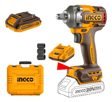 PISTOLA LLAVE DE IMPACTO BL 1/2 20V 400 NM INGCO CIWLI2040 - 6
