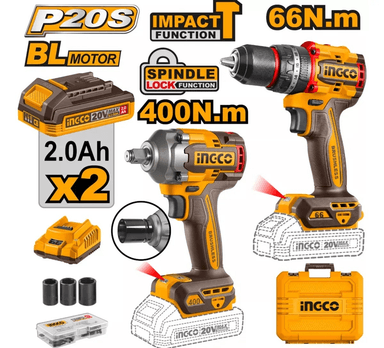 SET TALADRO PERCUTOR + LLAVE DE IMPACTO INGCO +ACC CKLI20275 - 4