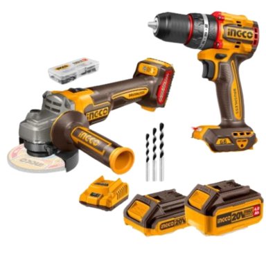 SET KIT TALADRO Y ESMERIL BL INALAMB 20V INGCO + 2 BAT + ACC CKLI20273 - 5