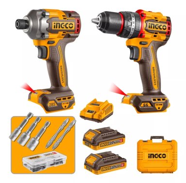 SET TALADRO PERCUTOR + ATORNILLADOR IMP INGCO +ACC CKLI20277 - 6