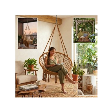 SILLA HAMACA COLGANTE CLICK VENTAS BEIGE COLUMPIO TERRAZA - 1