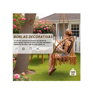 SILLA HAMACA COLGANTE CLICK VENTAS BEIGE COLUMPIO TERRAZA - 2
