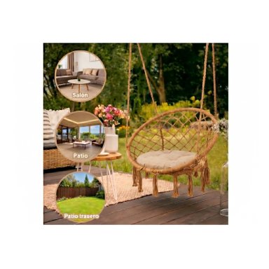 SILLA HAMACA COLGANTE CLICK VENTAS BEIGE COLUMPIO TERRAZA - 3