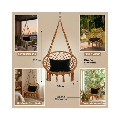 SILLA HAMACA COLGANTE CLICK VENTAS BEIGE COLUMPIO TERRAZA - 4