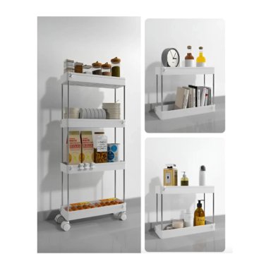 Estante Organizador Baño 4 Niveles Carrito Multifuncional Color Blanco - 2