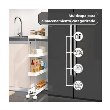 Estante Organizador Baño 4 Niveles Carrito Multifuncional Color Blanco - 4