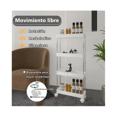 Estante Organizador Baño 4 Niveles Carrito Multifuncional Color Blanco - 5