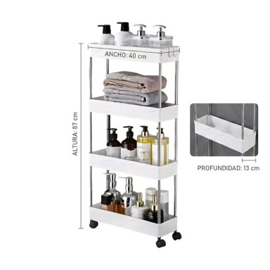Estante Organizador Baño 4 Niveles Carrito Multifuncional Color Blanco - 6