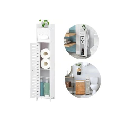 ESTANTE DE BAÑO ORGANIZADOR BLANCO 15X16X80CM - 1