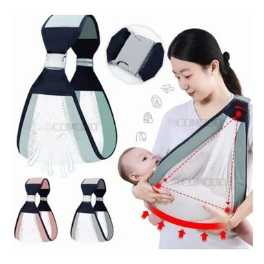 PORTABEBÉ CLICK VENTAS FULAR CANGURO ERGONÓMICO BOLSA APOYO GRIS - 3