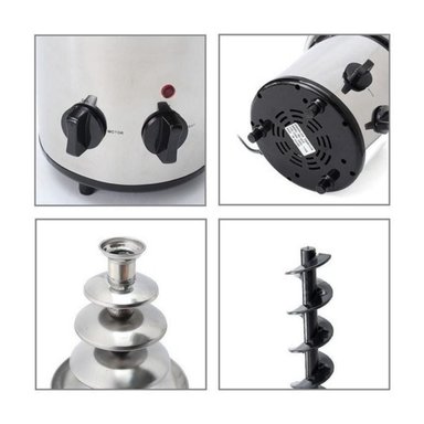 CASCADA FUENTE DE CHOCOLATE FONDUE 4 NIVELES ACERO INOXIDABLE - 5