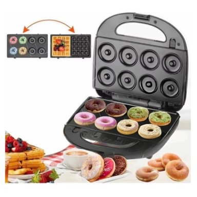 MÁQUINA CLICK VENTAS HORNEAR 8 DONAS Y WAFFLES 2EN1 RAF 850W NEGRO - 3