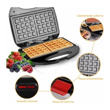 MÁQUINA CLICK VENTAS HORNEAR 8 DONAS Y WAFFLES 2EN1 RAF 850W NEGRO - 4