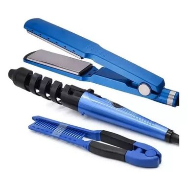 PLANCHA ALISADORA PROFESIONAL Y TENAZA RIZADORA CABELLO PELO - 1