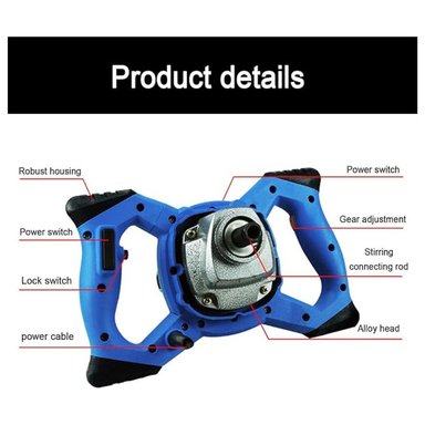 MEZCLADOR CLICK VENTAS CEMENTO PINTURA IRM 1200 W AGITADOR - 4