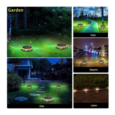 LÁMPARA CLICK VENTAS DISCO SOLAR IMPERMEABLE ESTACA JARDIN LUZ CALIDA - 4