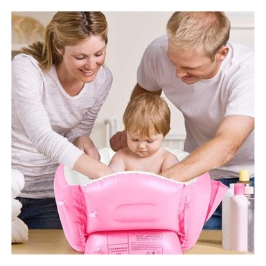 BAÑERA CLICK VENTAS INFLABLE PLEGABLE BEBÉ CON ANTIDESLIZANTE DUCHA ROSA - 5