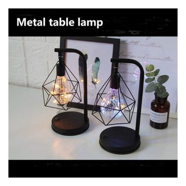 LÁMPARA DE MESA CLICK VENTAS DE METAL DISEÑO DIAMANTE DECORACIÓN HOGAR A PILAS - 4