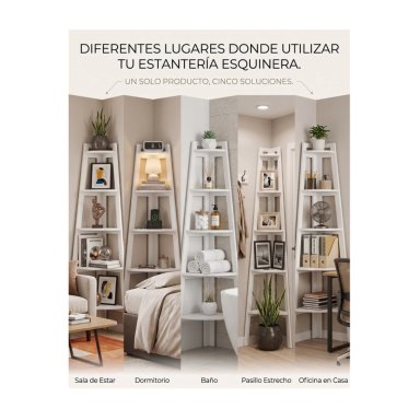 ORGANIZADOR ESQUINERO ESTANTE LIBRERO 5 NIVELES BLANCO - 6