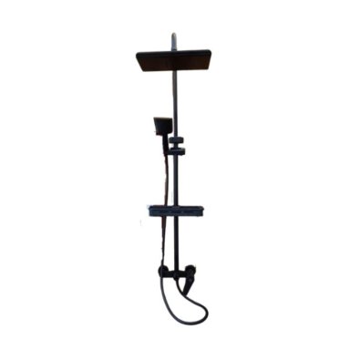 COLUMNA DUCHA CLICK VENTAS NEGRO 3 FUNCIONES CUADRADA CON REPISA MODERNA - 1
