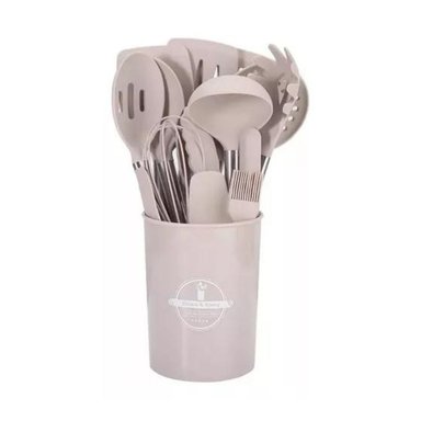SET COCINA 12 PCS SILICONA ANTIADHERENTES GASTRONOMICOS GRIS - 1