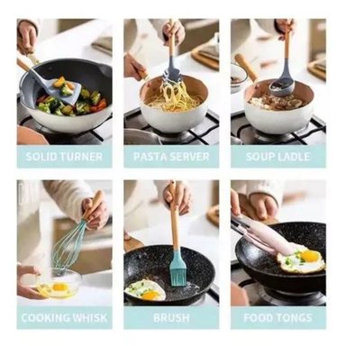 SET COCINA 12 PCS SILICONA ANTIADHERENTES GASTRONOMICOS GRIS - 3